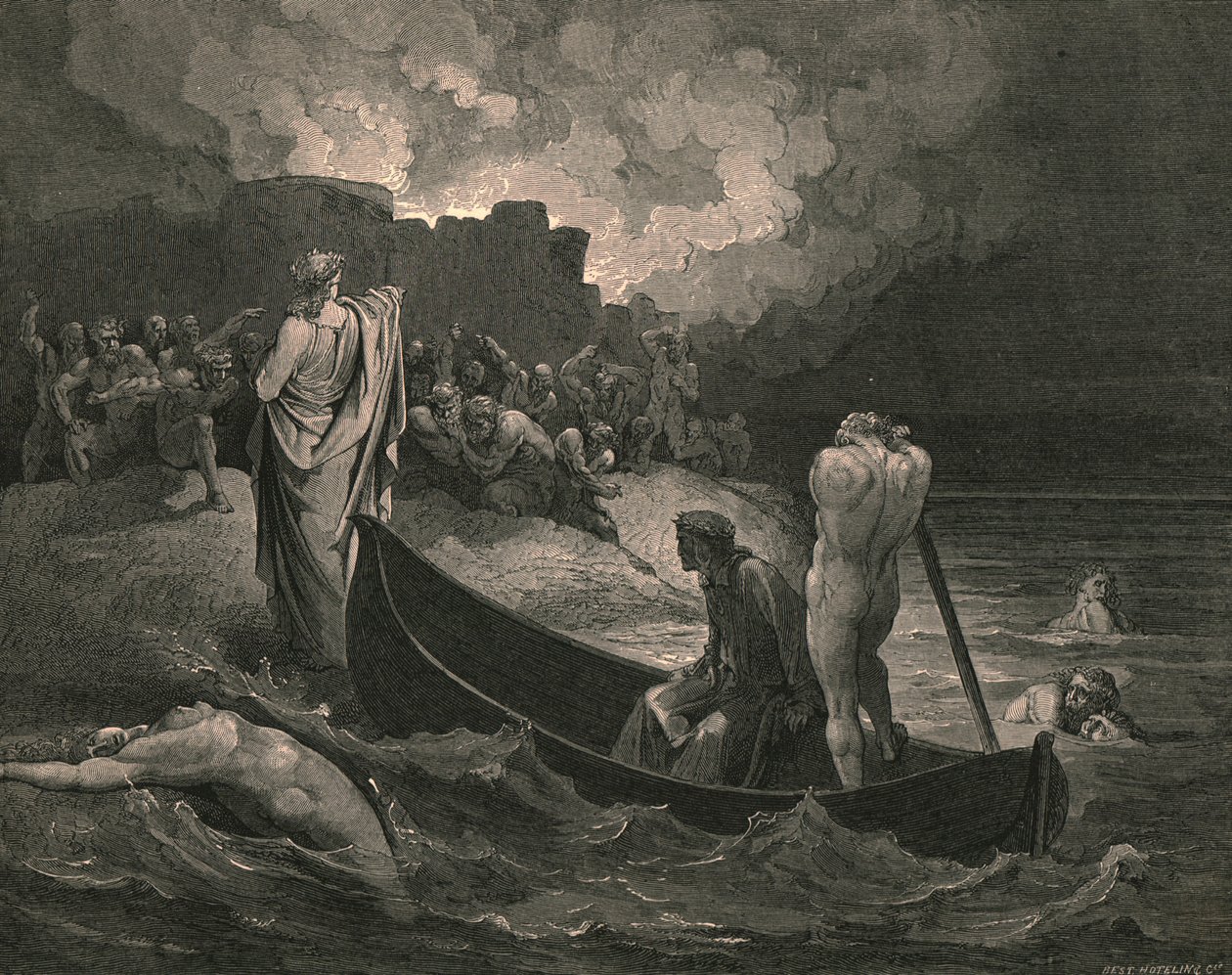 Jeg kunne ikke høre, hvilke vilkår han tilbød dem, c1890. af Gustave Dore