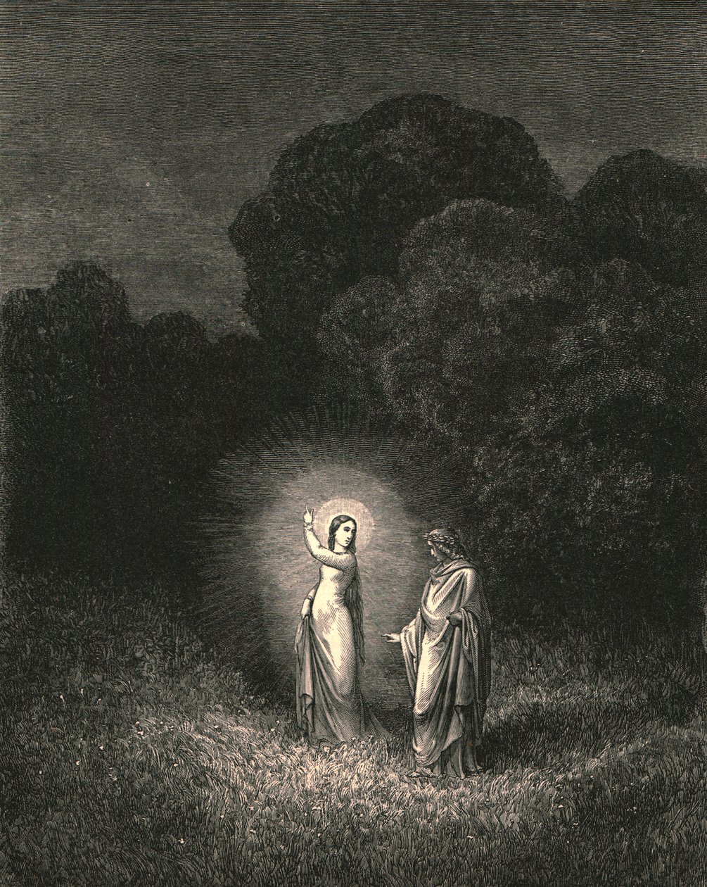 Jeg, som nu byder dig i dette ærinde frem, er Beatrice, c1890. af Gustave Dore