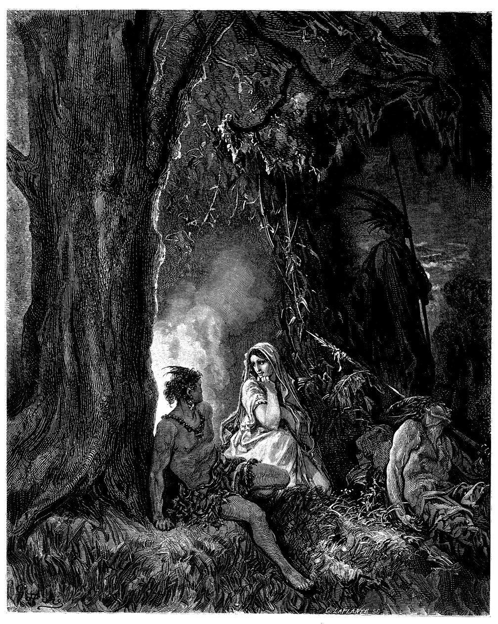 Illustration af Gustave Dore (1832-1883) til romanen af Francois Rene de Chateaubriand (1768-1848), Atala, edition Hachette 1863 -. af Gustave Dore