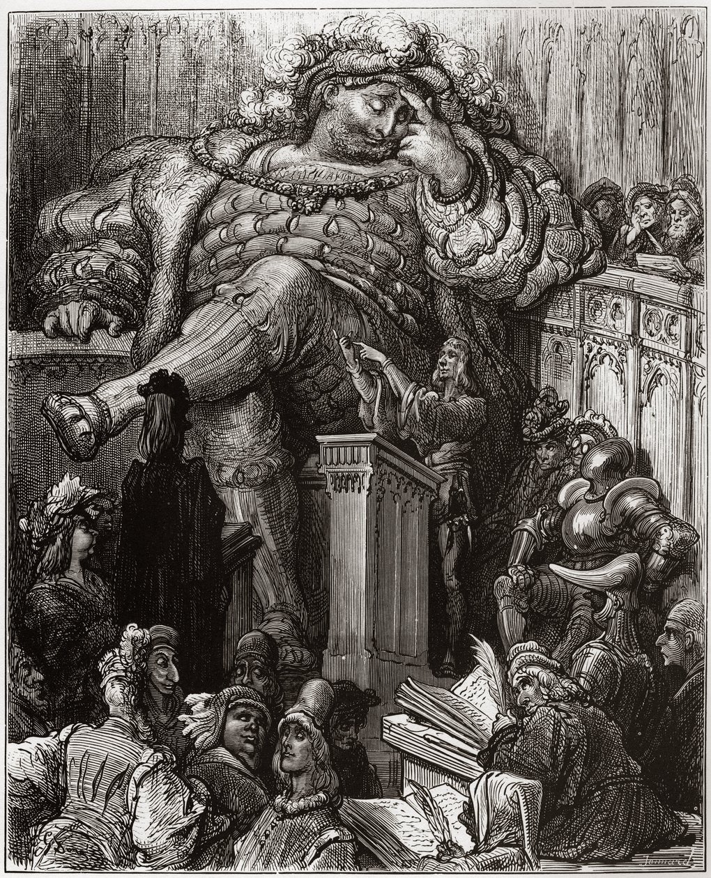 Illustration af Gustave Dore til Grand Gargantuas uvurderlige liv af Francois Rabelais - illustration fra 
