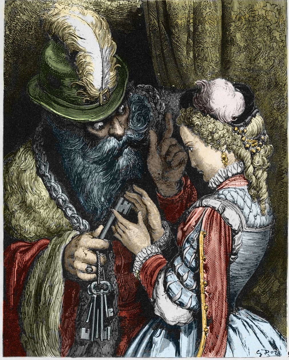 Illustration til "" Blåskæg"" af Gustave Dore