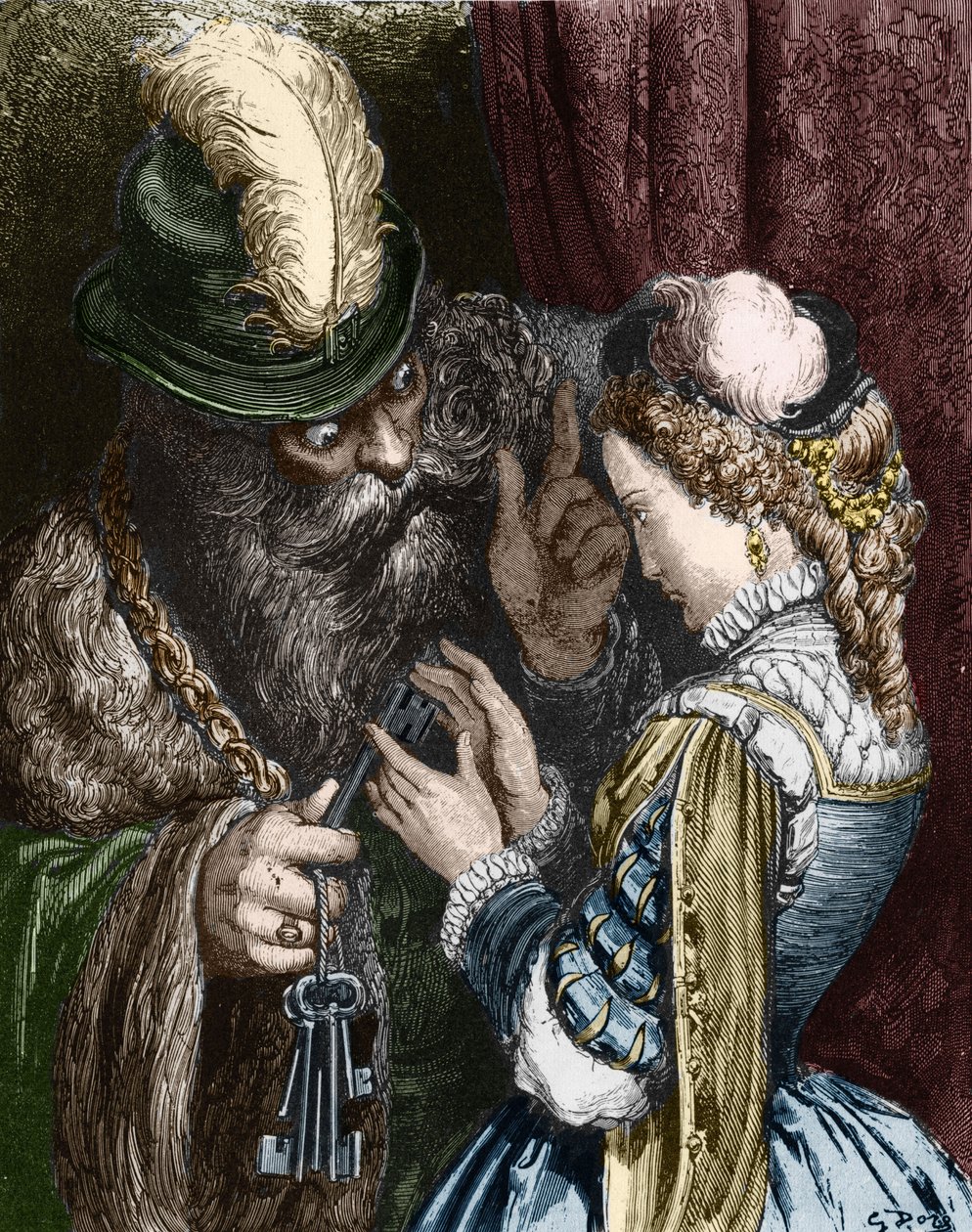 Illustration til "Bluebeard" af Charles Perrault, 1893 af Gustave Dore
