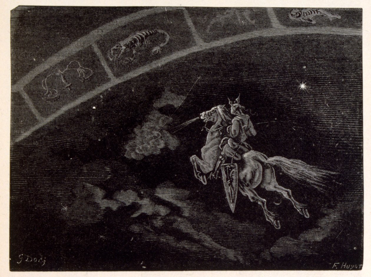 Illustration af stjernetegnet Skorpionen fra La legende de Croque-Mitaine. af Gustave Dore