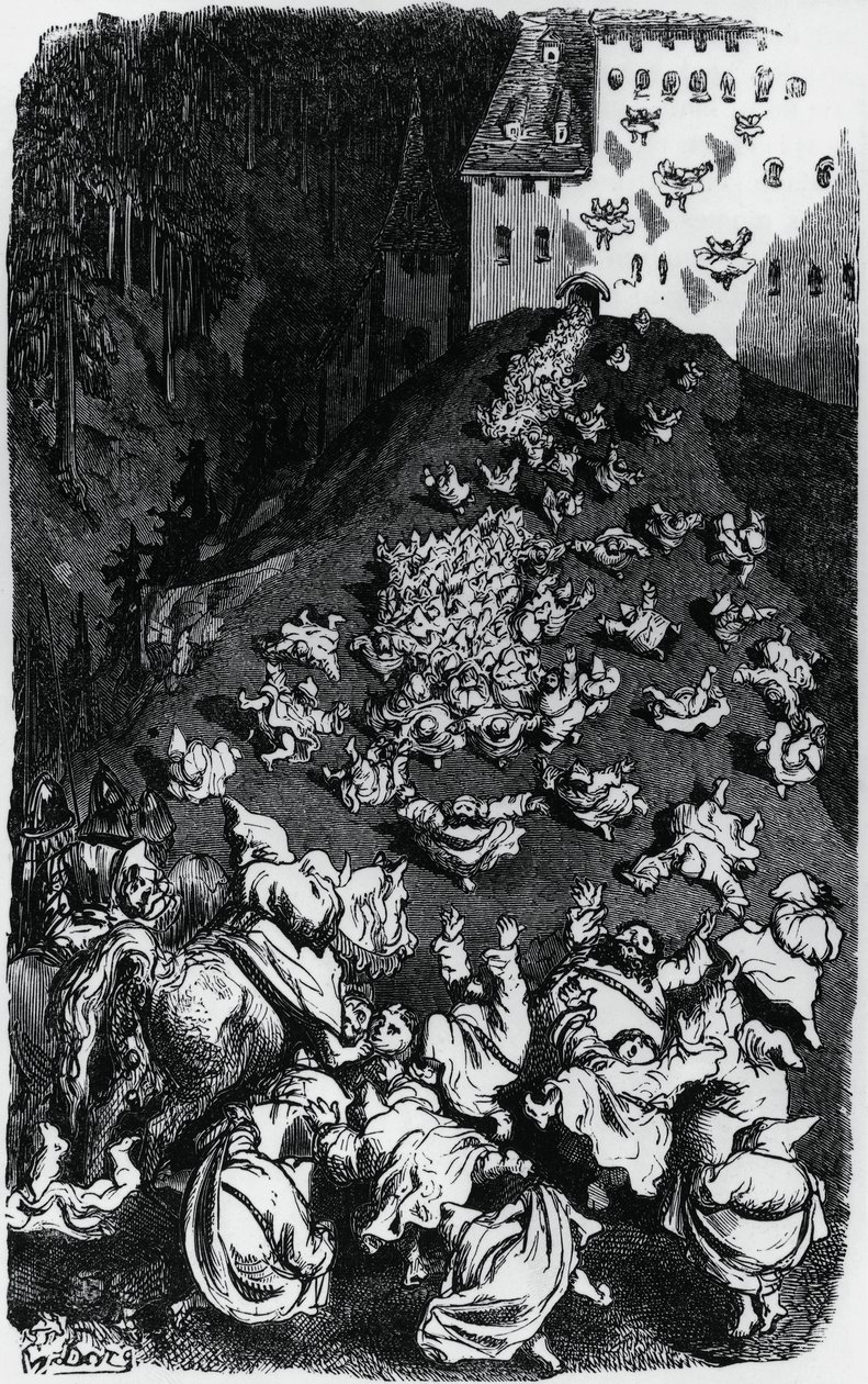 Illustration til samling af humoristiske fortællinger (Contes drolatiques), af Honore de Balzac (1799-1850) af Gustave Dore