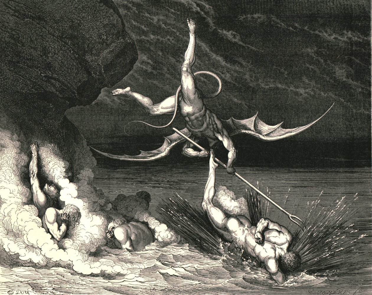 I forfølgelsen skyndte han sig derfor og udbrød: Du er fanget, c1890. af Gustave Dore
