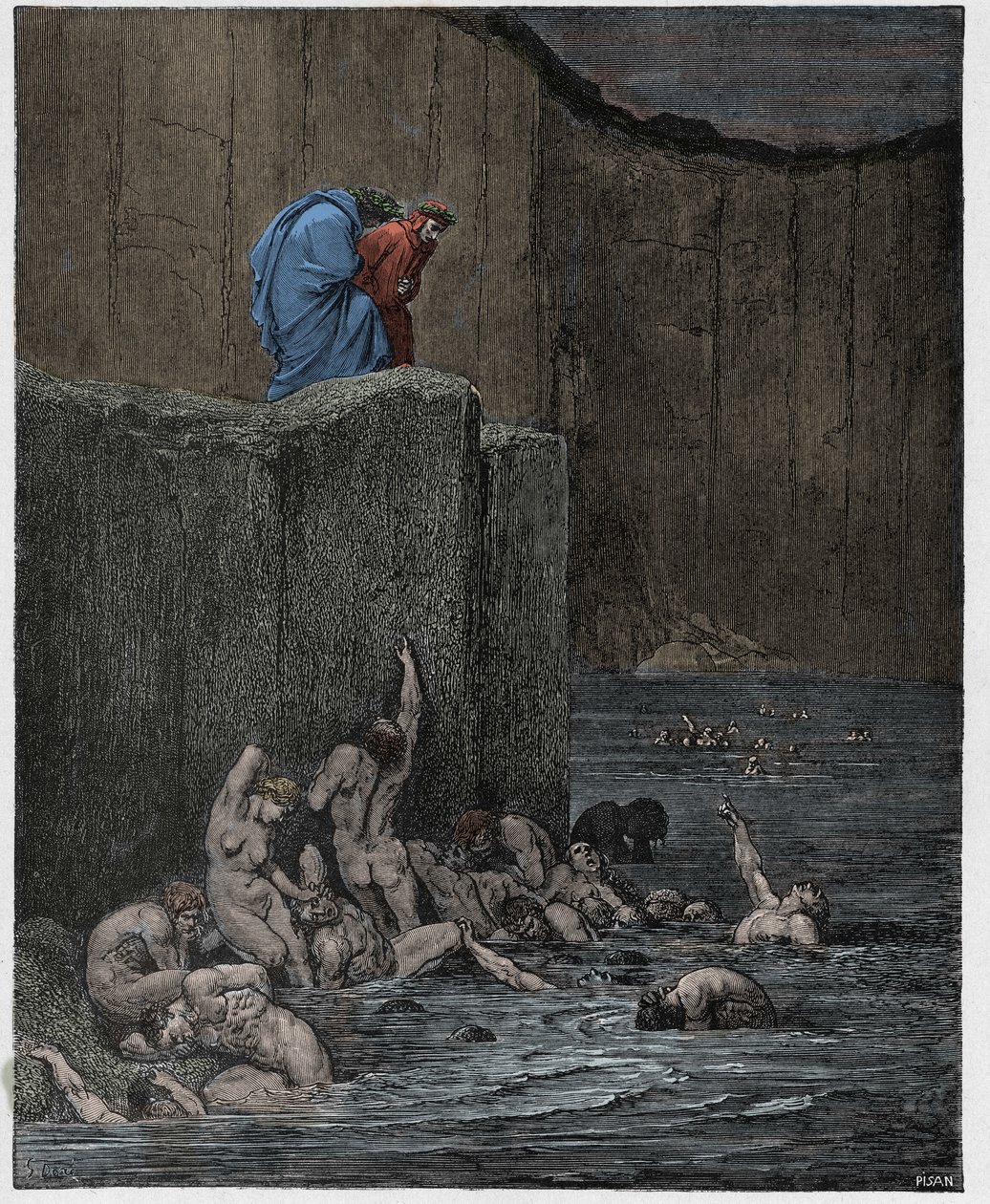 Inferno, Canto 18: Forkælende og smigrende i den ottende cirkel, illustration fra "Den guddommelige komedie" af Dante Alighieri, 1885 af Gustave Dore