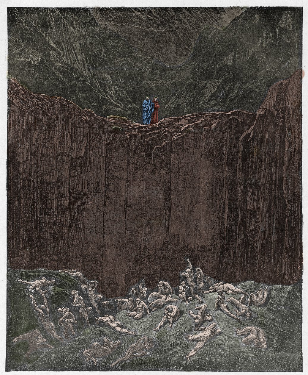 Inferno, Canto 29: Forfalskerne plaget i dalen, illustration fra "Den guddommelige komedie" af Dante Alighieri, 1885 af Gustave Dore