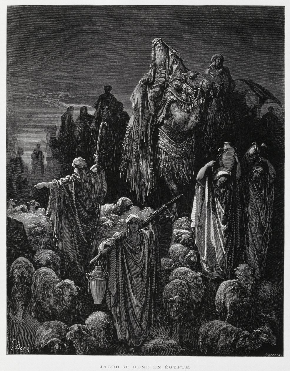 Jakob og hans sønner ankommer til Egypten, Illustration fra Dore-bibelen af Gustave Dore