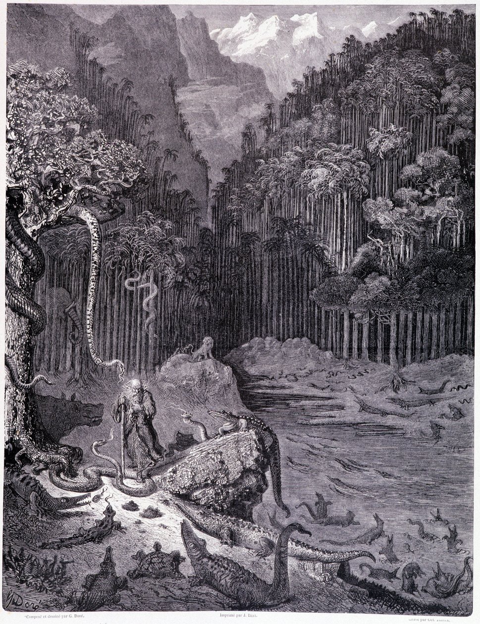 Jeg så i Amerika... planke XI - Illustration af Gustave Dore (1832-1883), til La legende du Jeif wandering af Pierre Dupont, udgave Librairie du Magasin Picturesque, Paris 1862 af Gustave Dore