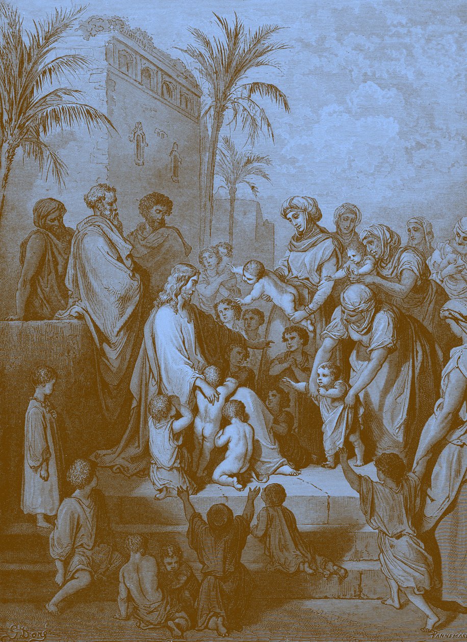 Jesus velsigner børnene, af Doré. - Bibel af Gustave Dore