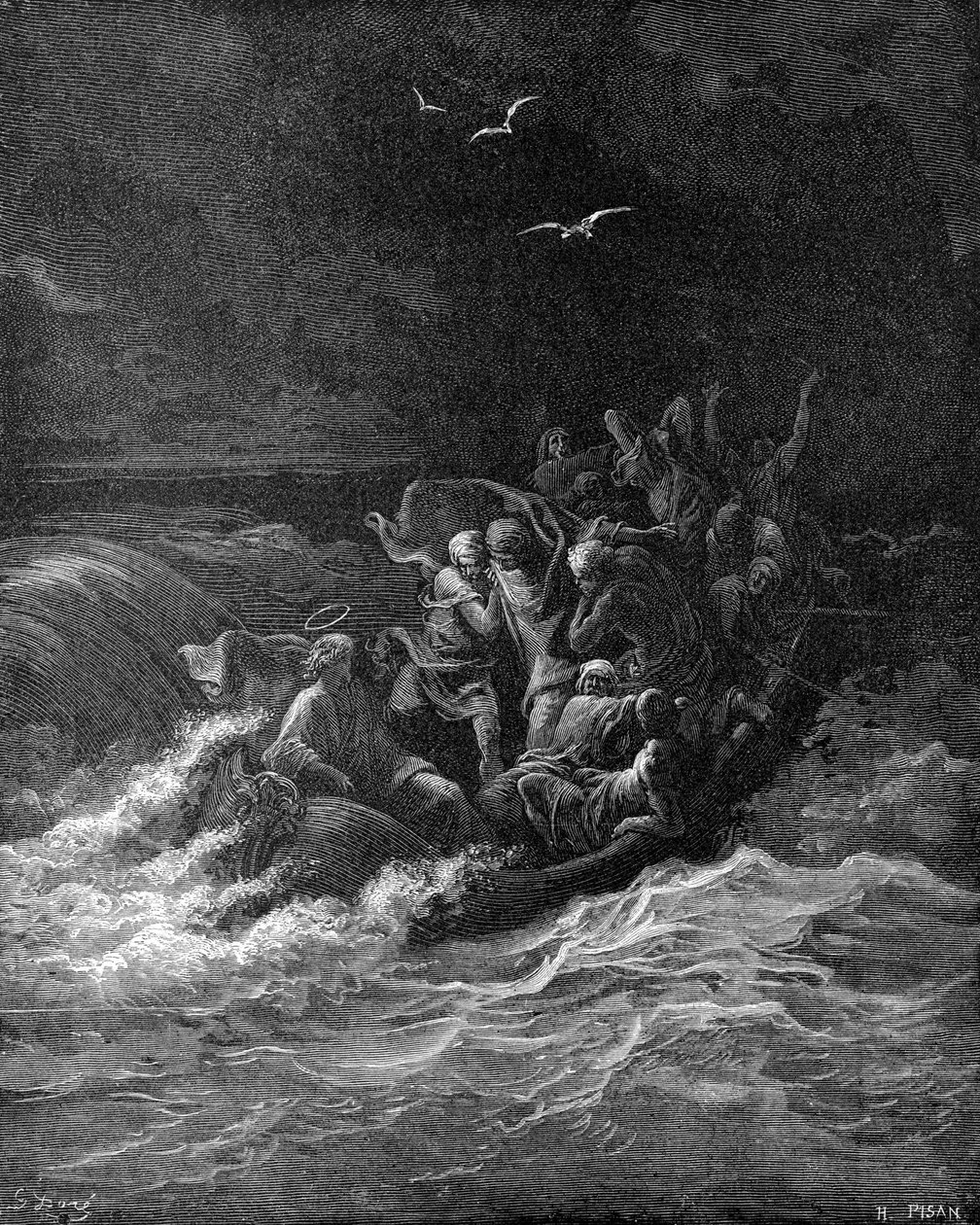 Jesus dæmper stormen af Gustave Dore