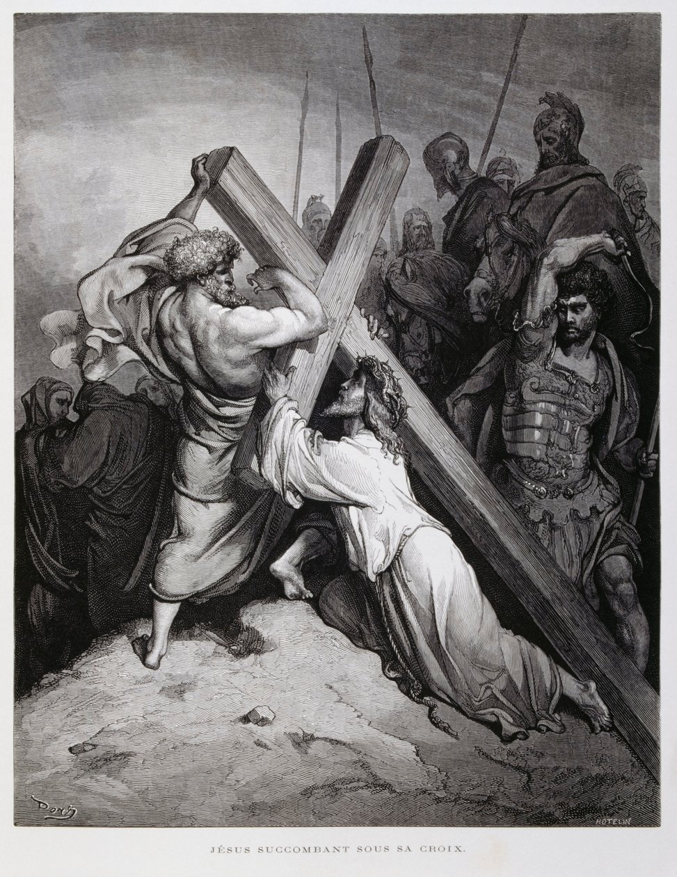 Jesus bærer korset, illustration fra Dore-bibelen af Gustave Dore