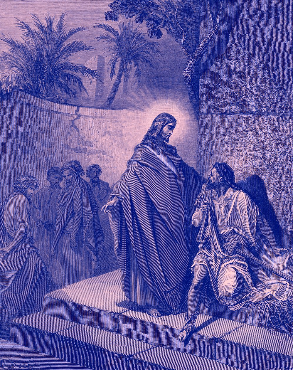 Jesus helbreder en mand, der er syg af lammelse - Bibelen af Gustave Dore
