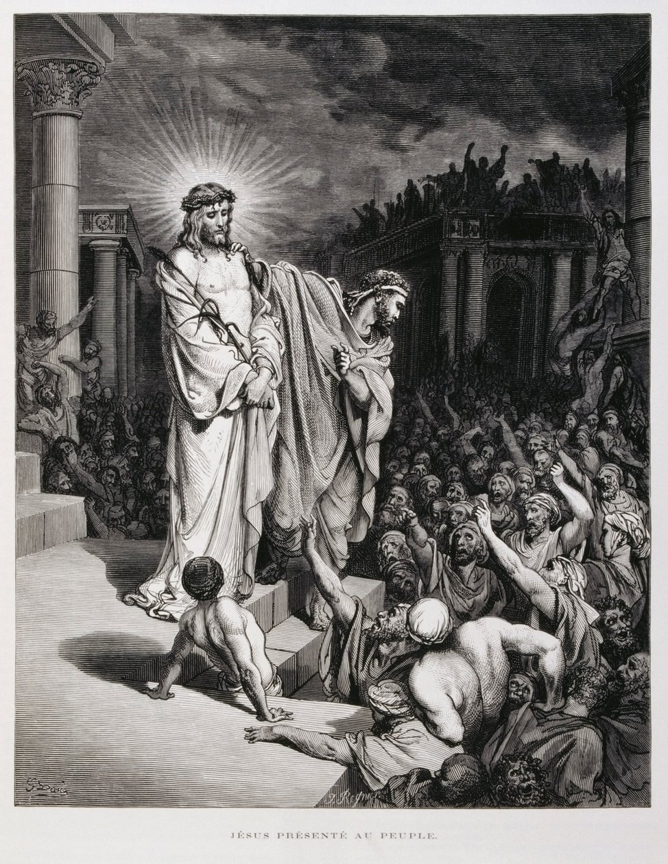 Jesus præsenteret for folket under sin retssag, Illustration fra Dore-bibelen af Gustave Dore