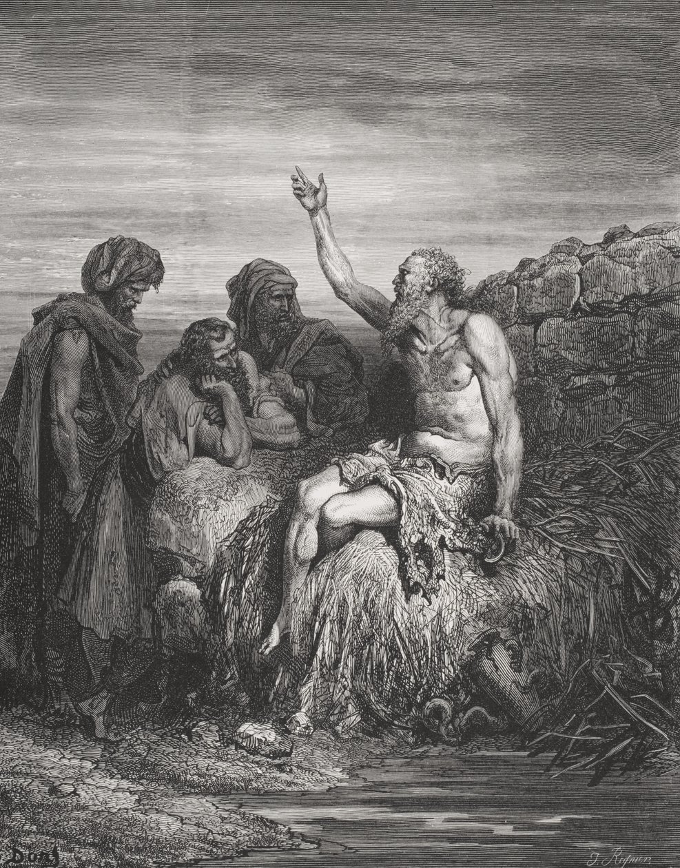 Job og hans venner, Job 6:1-4, illustration fra Dores 