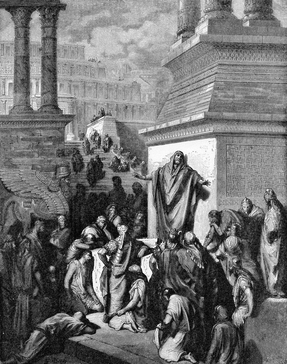 Jonas kalder Nineve til omvendelse af Gustave Dore