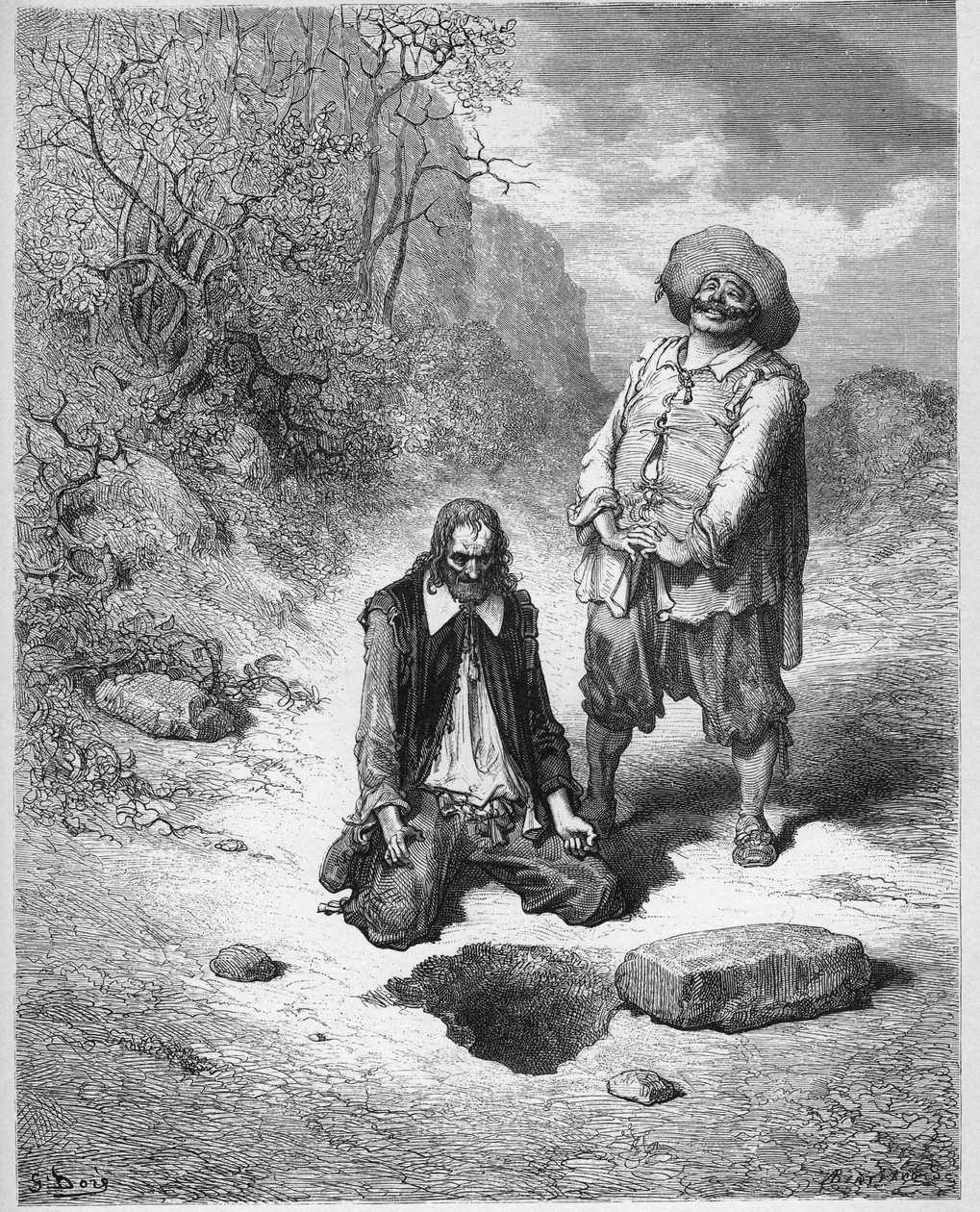 Gnidderen, der mistede sin skat - fra "Fables" af Jean de La Fontaine af Gustave Dore