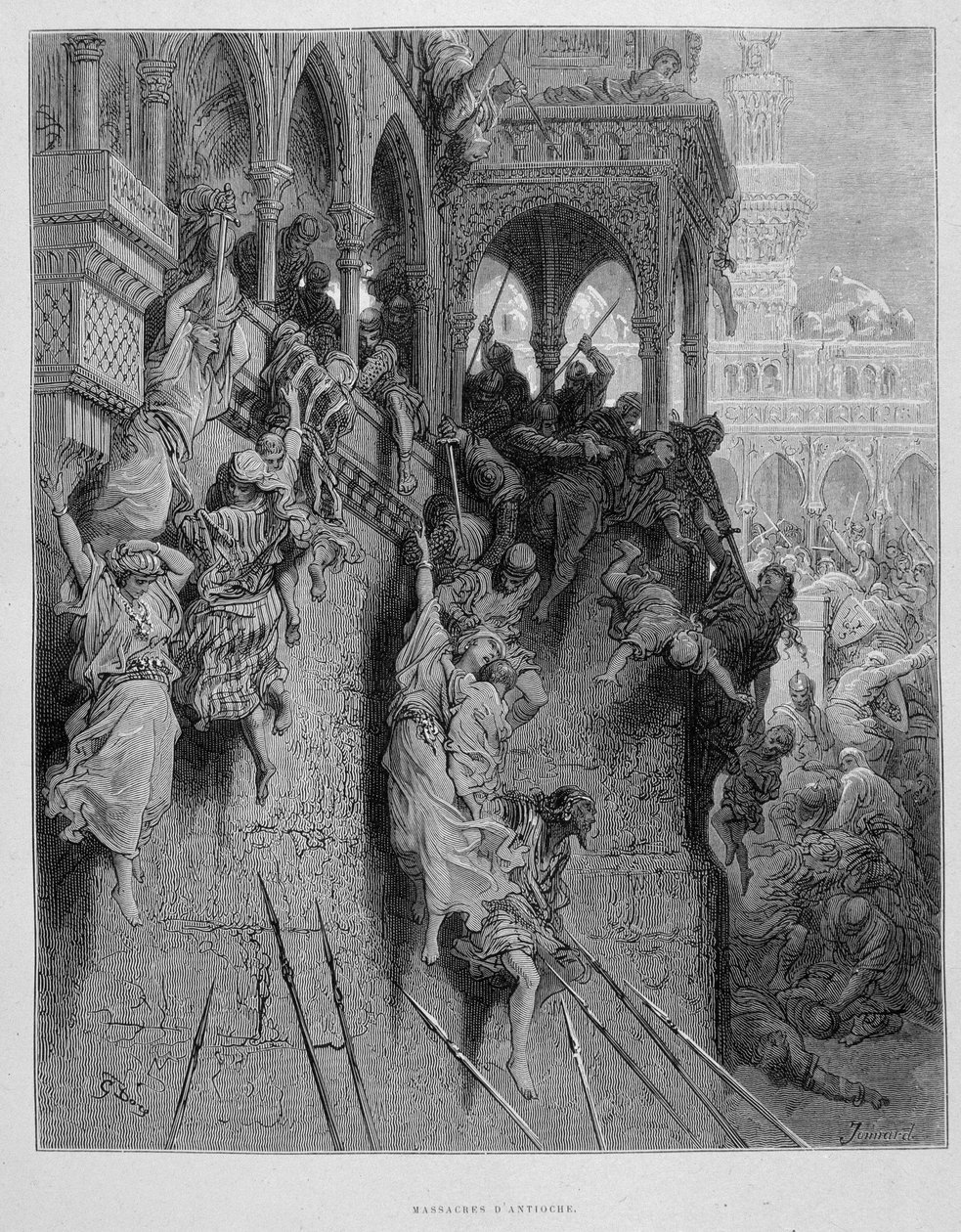 Massakrer i Antiokia under det første korstog - gravering af Gustave Doré af Gustave Dore