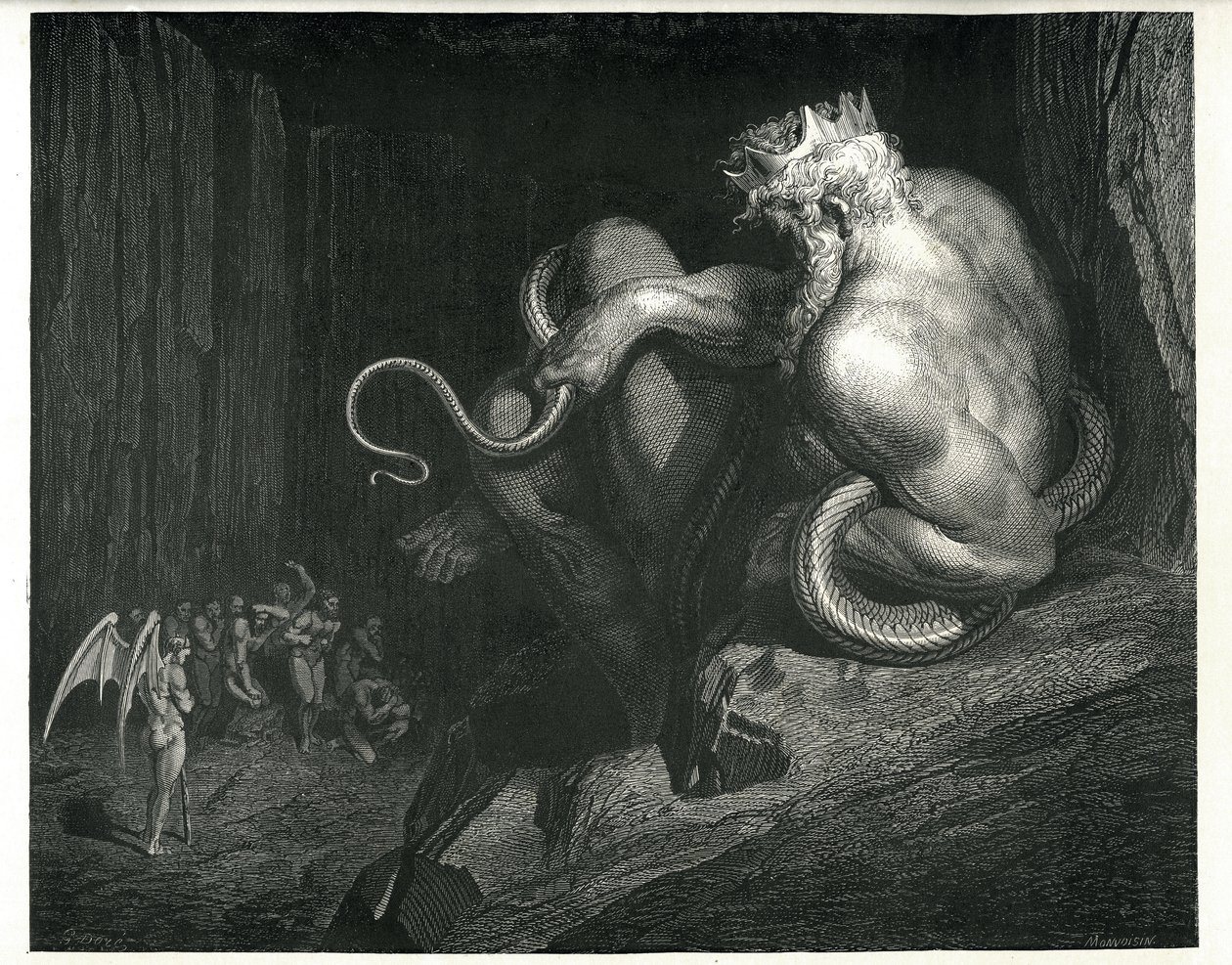 Minos: fra The Enfer af Dante Alighieri af Gustave Dore