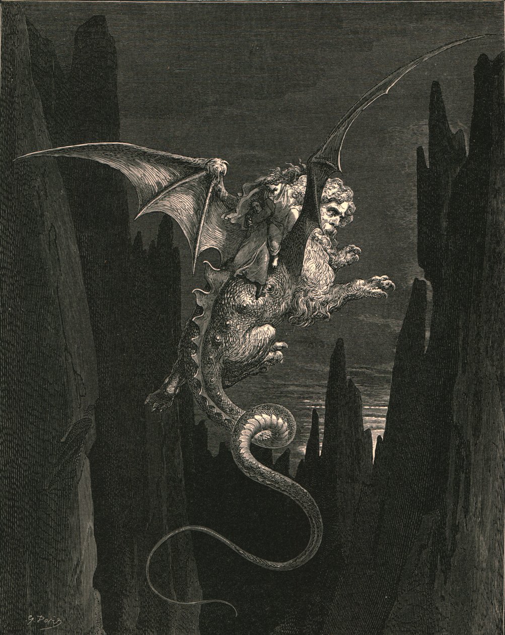Ny rædsel, jeg undfangede ved det stejle dyk, c1890. af Gustave Dore
