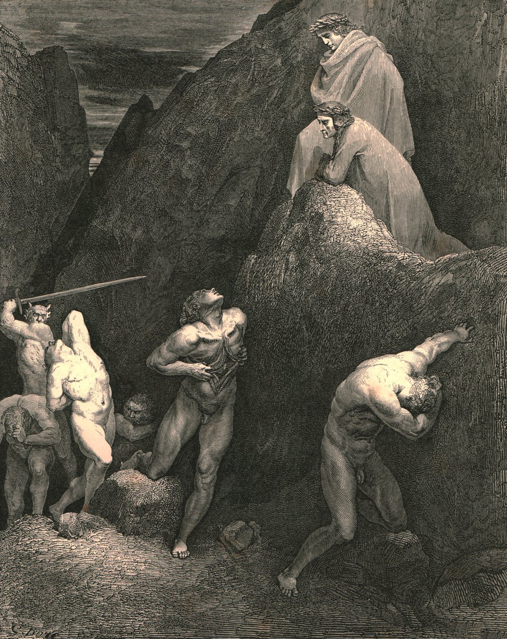 Marker nu, hvordan jeg river mig! se! Hvordan er Mahomet ødelagt!, c1890. af Gustave Dore