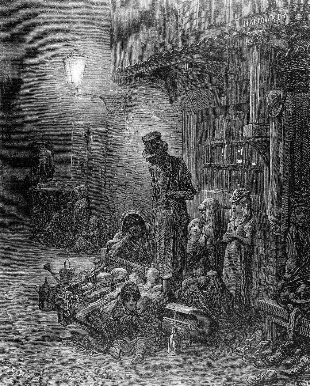 Ud for Billingsgate, udsigt over Harrow Alley, fra 