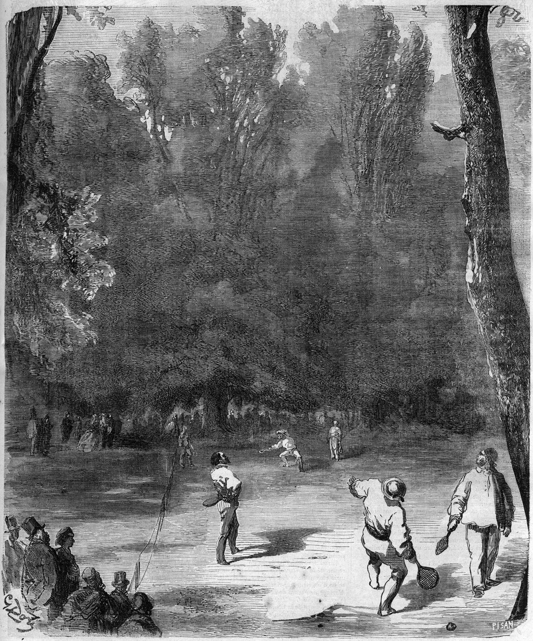 Palmespillere i Luxembourghaven i Paris i 1868 - tegning af Gustave Dore af Gustave Dore