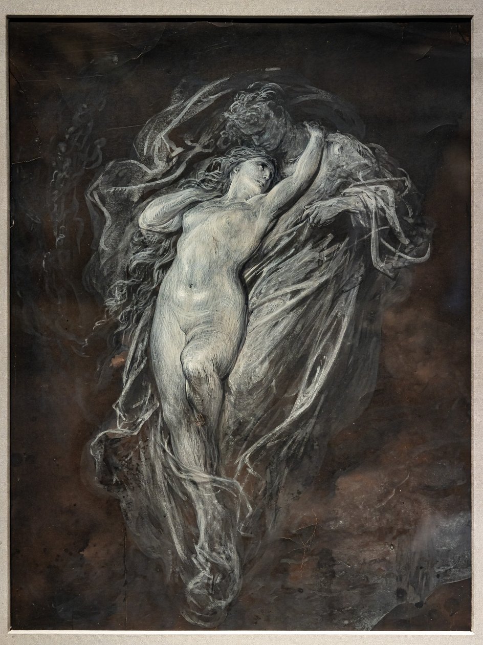 Paolo og Francesca da Rimini i helvede, før 1861 (tuschvask og hvid tempera på brunfarvet papir) af Gustave Dore