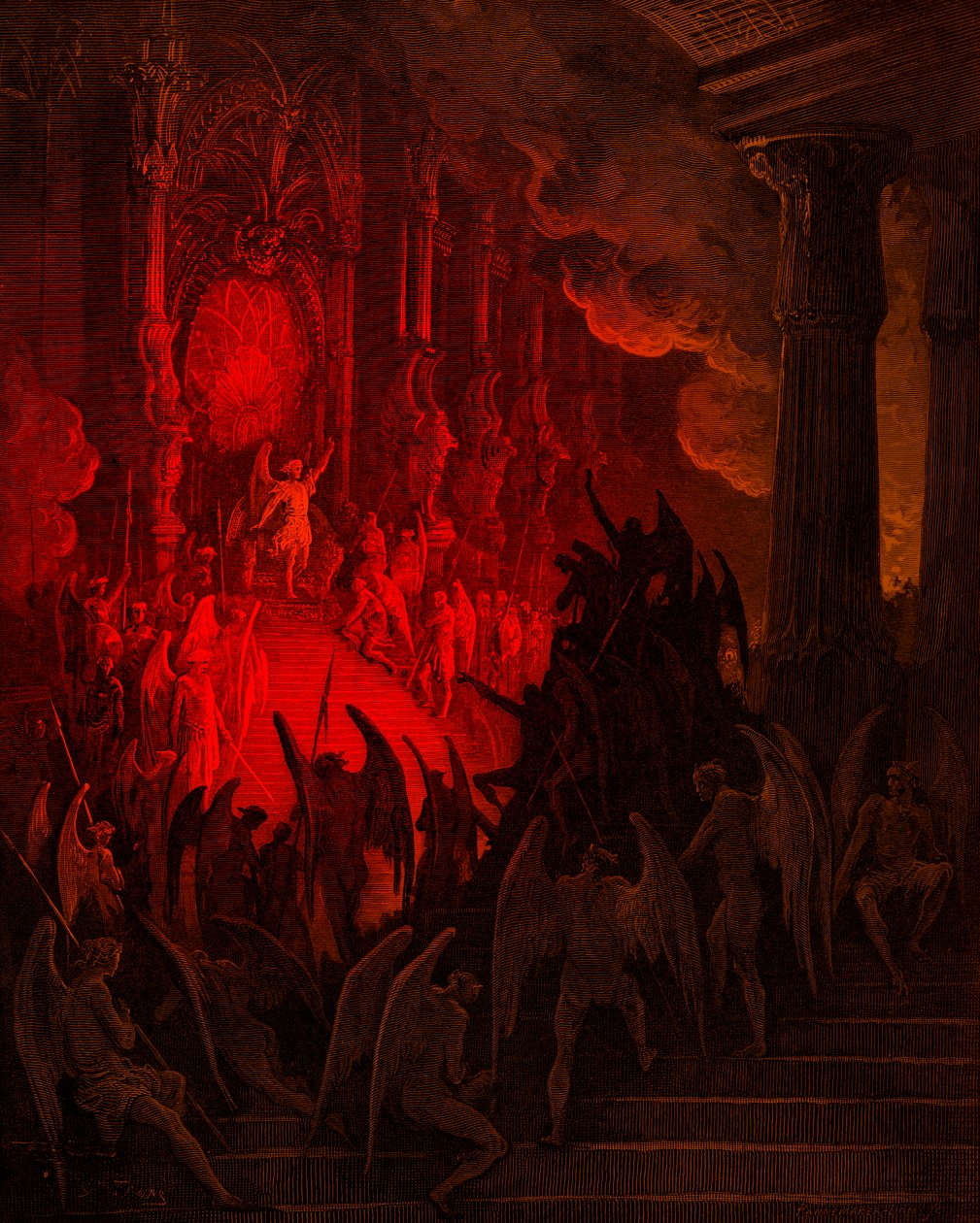 Paradise Lost: Satan in Council, gravering af Gustave Doré af Gustave Dore