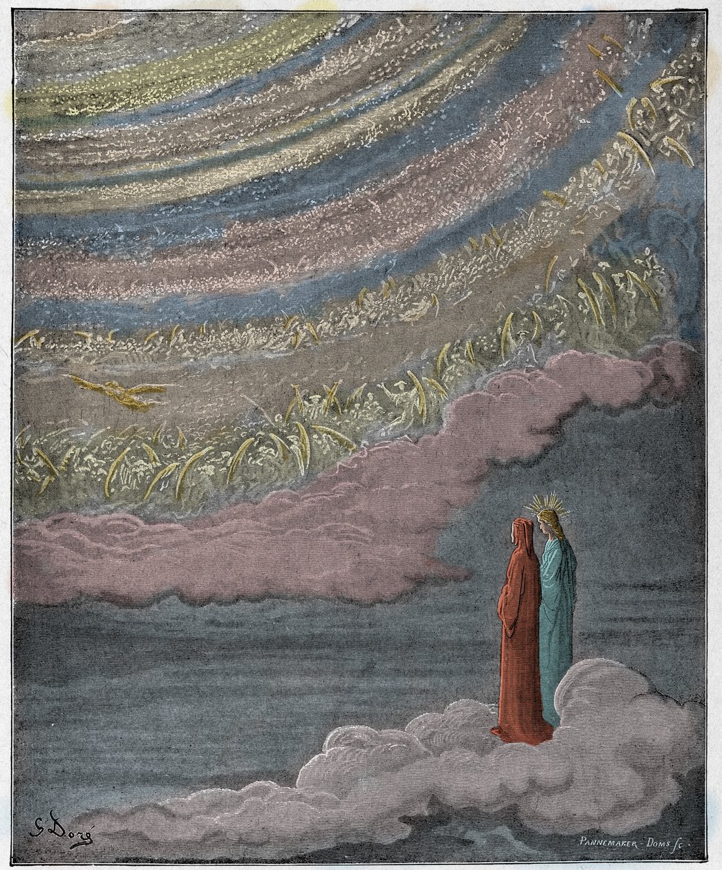 Paradiso, Canto 28: Himlens glitrende vært, illustration fra "Den guddommelige komedie" af Dante Alighieri, 1885 af Gustave Dore
