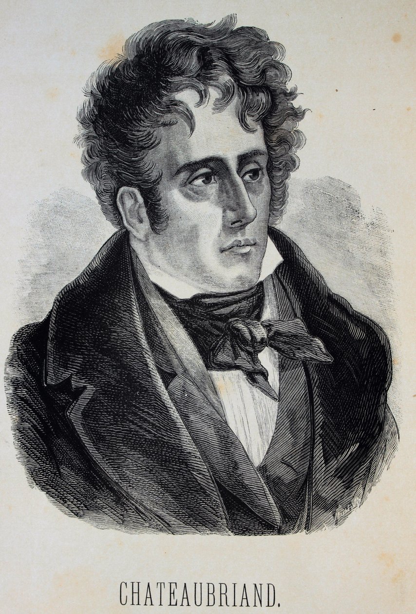 Portræt af François-René, viscount of Chateaubriand 1768-1848, 1880. af Gustave Dore