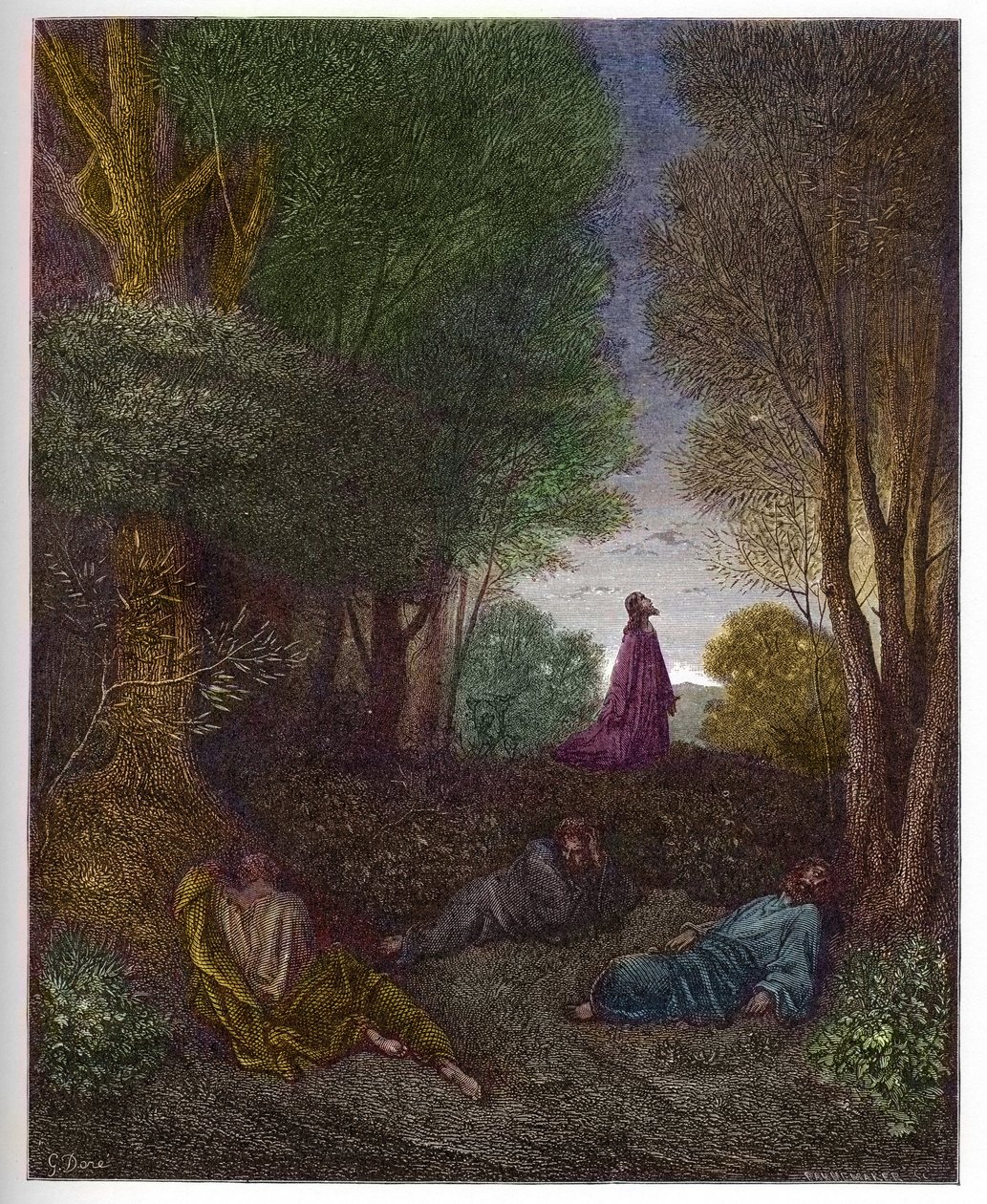 Jesu bøn i Oliehaven - Jesu bøn i Oliehaven - - indgravering i "The Bible illustree" af Gustave Dore (1832-1883) - Indgravering fra "" The Dore Bible"" af Gustave Dore