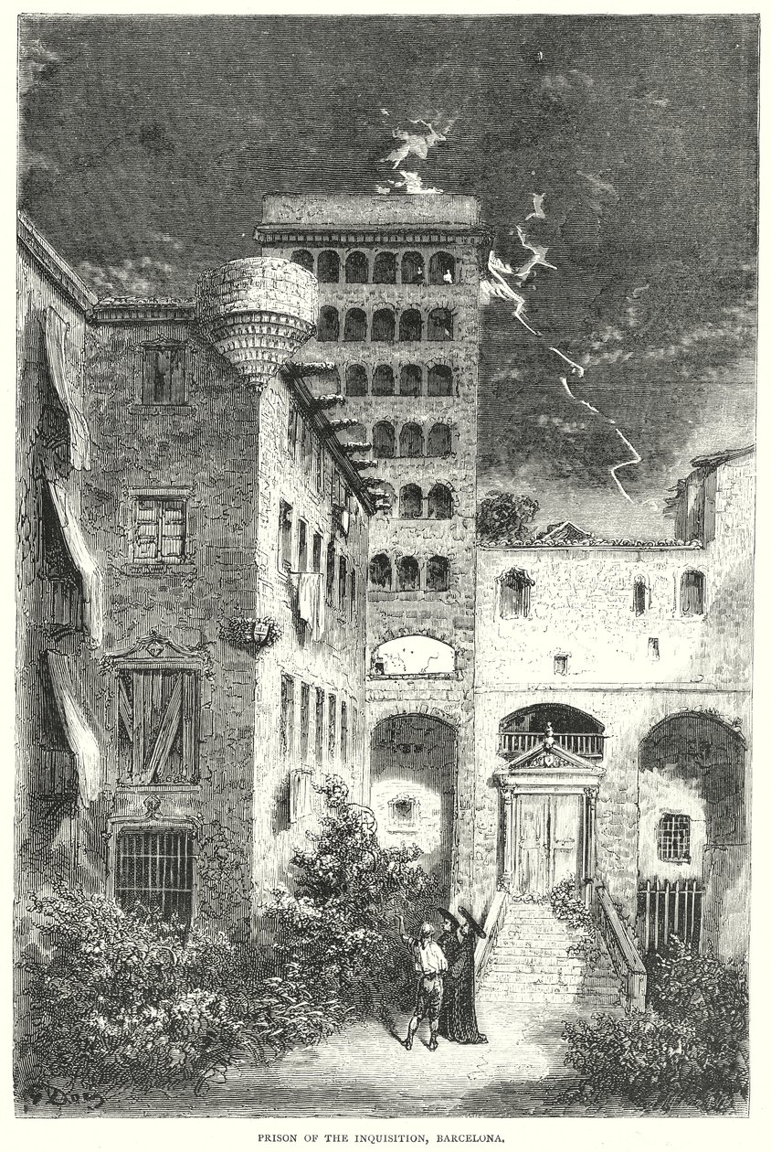 Inkvisitionens fængsel, Barcelona (kobberstik) af Gustave Dore