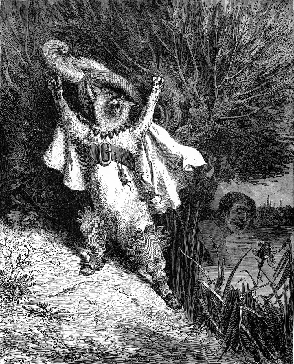 Puss in Boots, gravering af Gustave Doré. af Gustave Dore