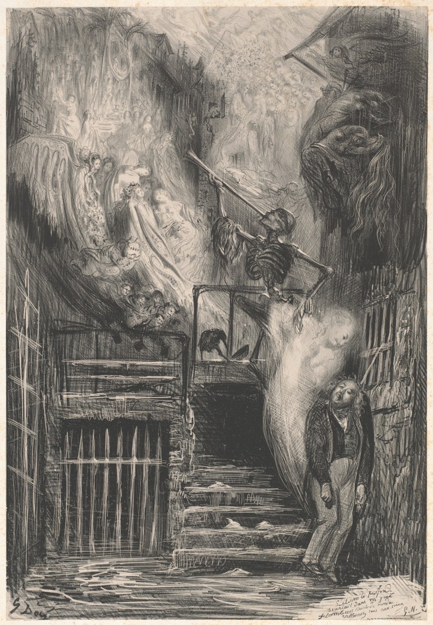 Rue de la Vieille Lanterne [Gérard de Nervals selvmord] af Gustave Dore