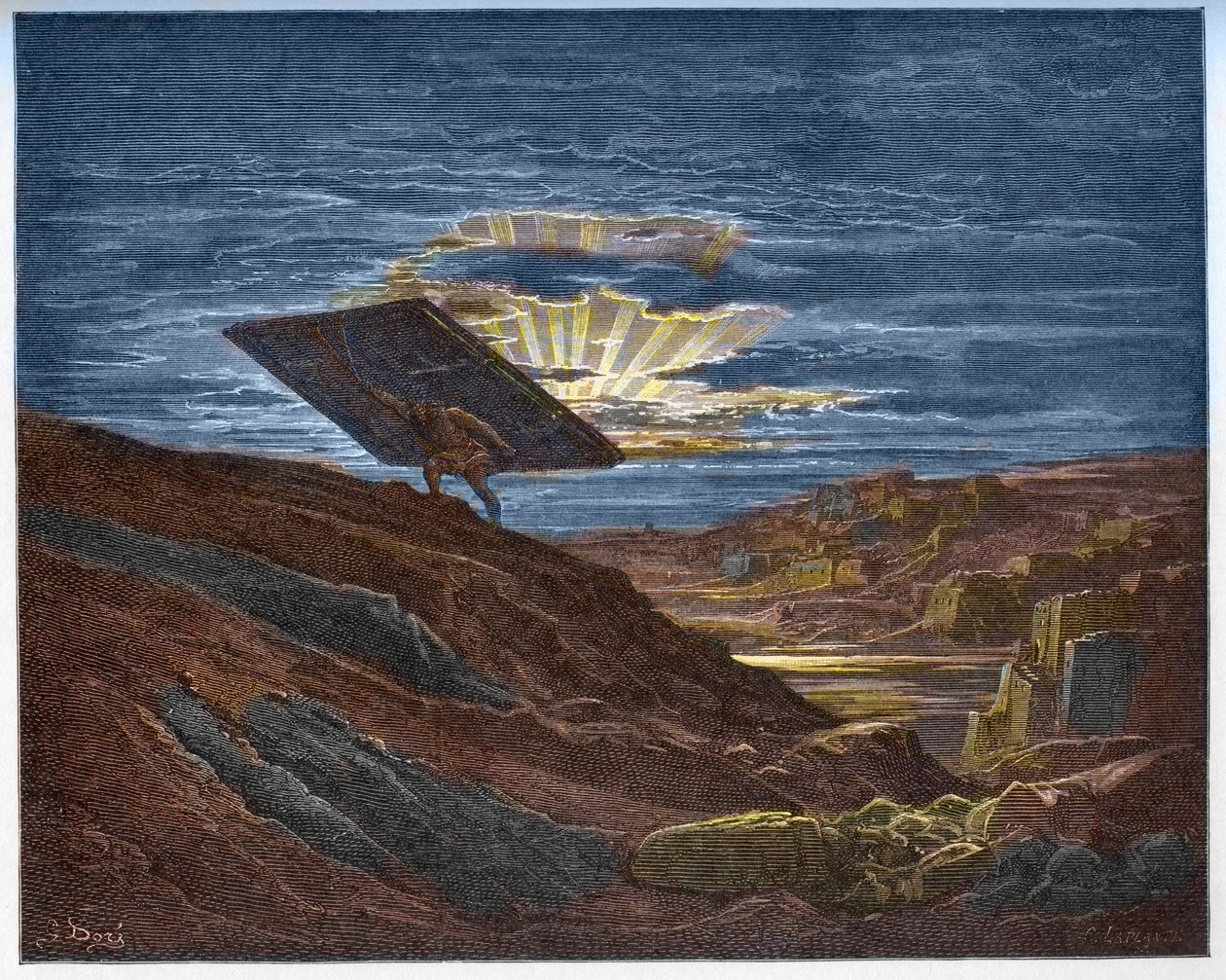 Samson bærer Gazas porte - Samson fjerner Gazas porte - - Indgravering i "The Bible illustree" af Gustave Dore (1832-1883) - Indgravering fra "" The Dore Bible"" af Gustave Dore