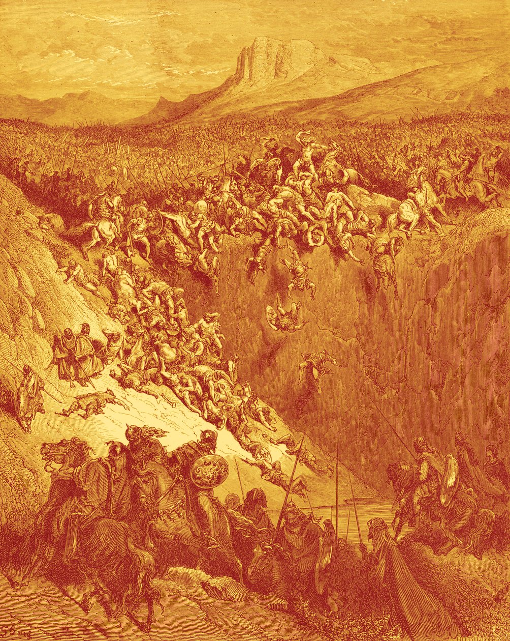 Samson dræber filister med æselkæbe, af Doré - Bibelen af Gustave Dore