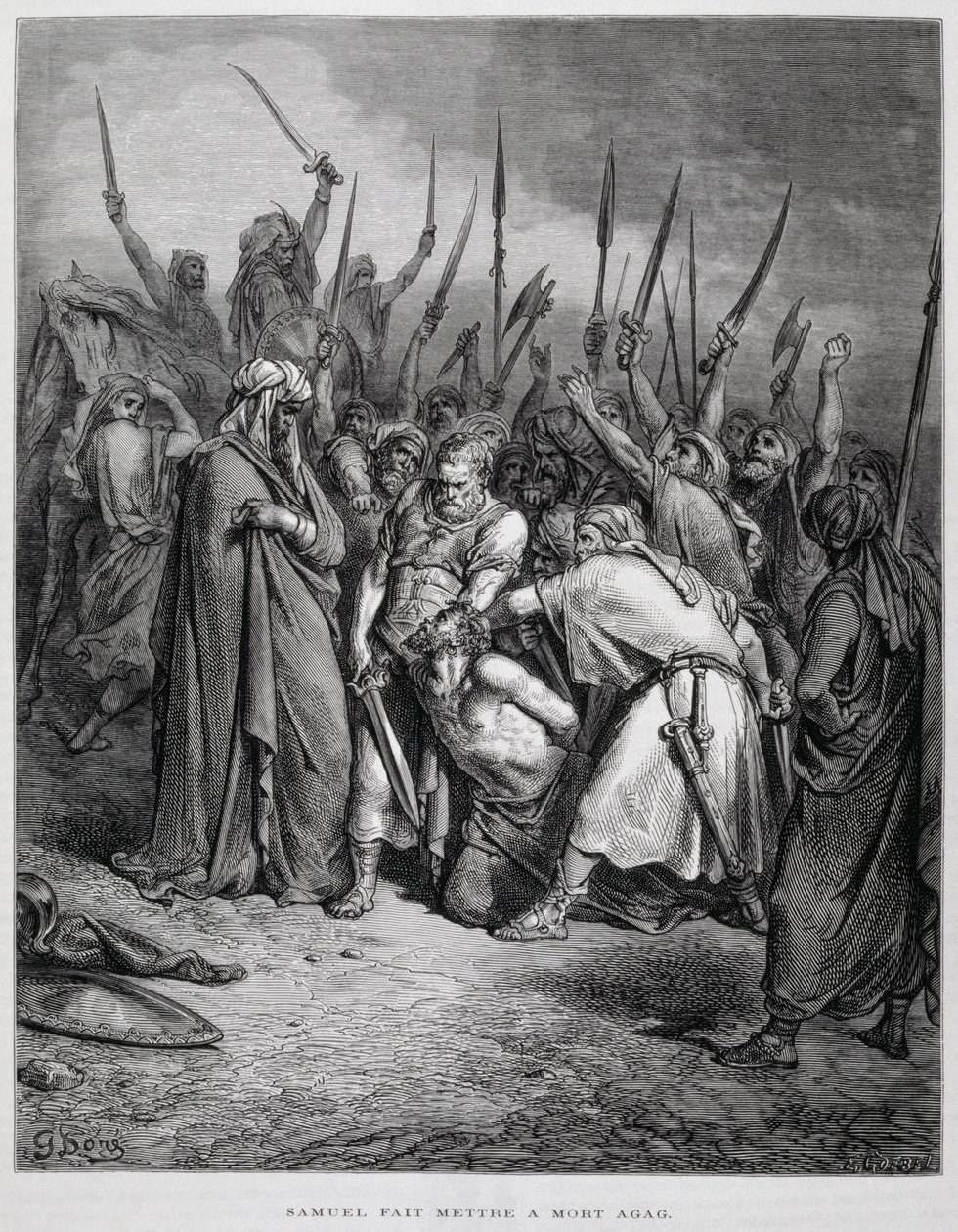 Samuel dræber Agag, illustration fra Dore-bibelen af Gustave Dore