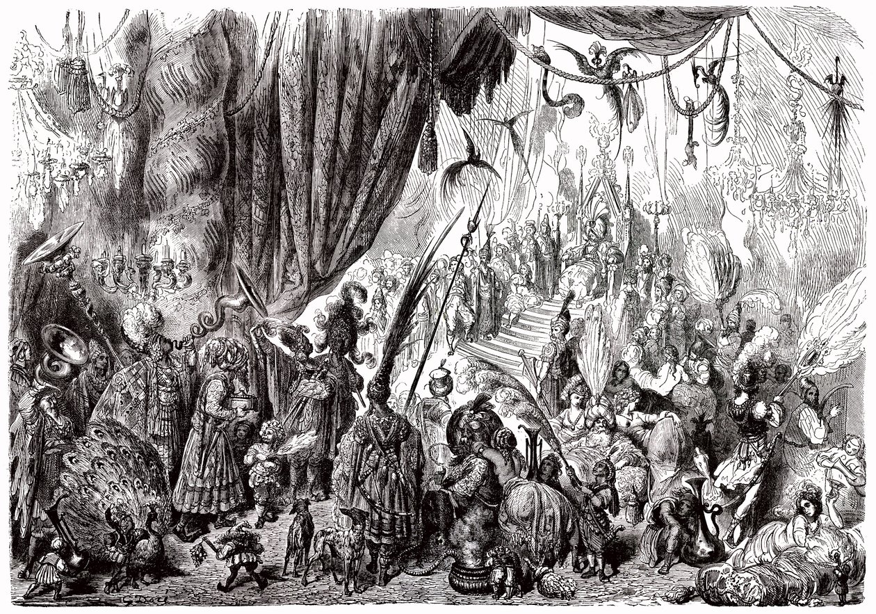 Sømanden Sindbad (Sinbad) - fortællingen om de tusind og en (1001) nat - illustration af Gustave Dore - Maxwell-udgave 1865 - Sjette rejse: ved hoffet hos kongen af Serendib af Gustave Dore