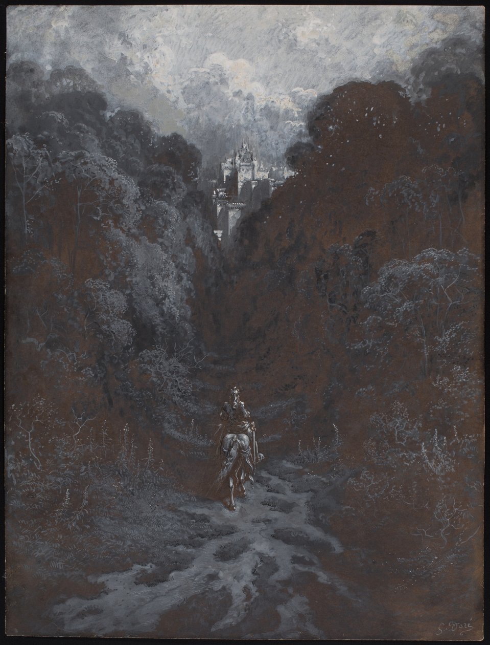 Sir Lancelot nærmer sig slottet i Astolat af Gustave Dore