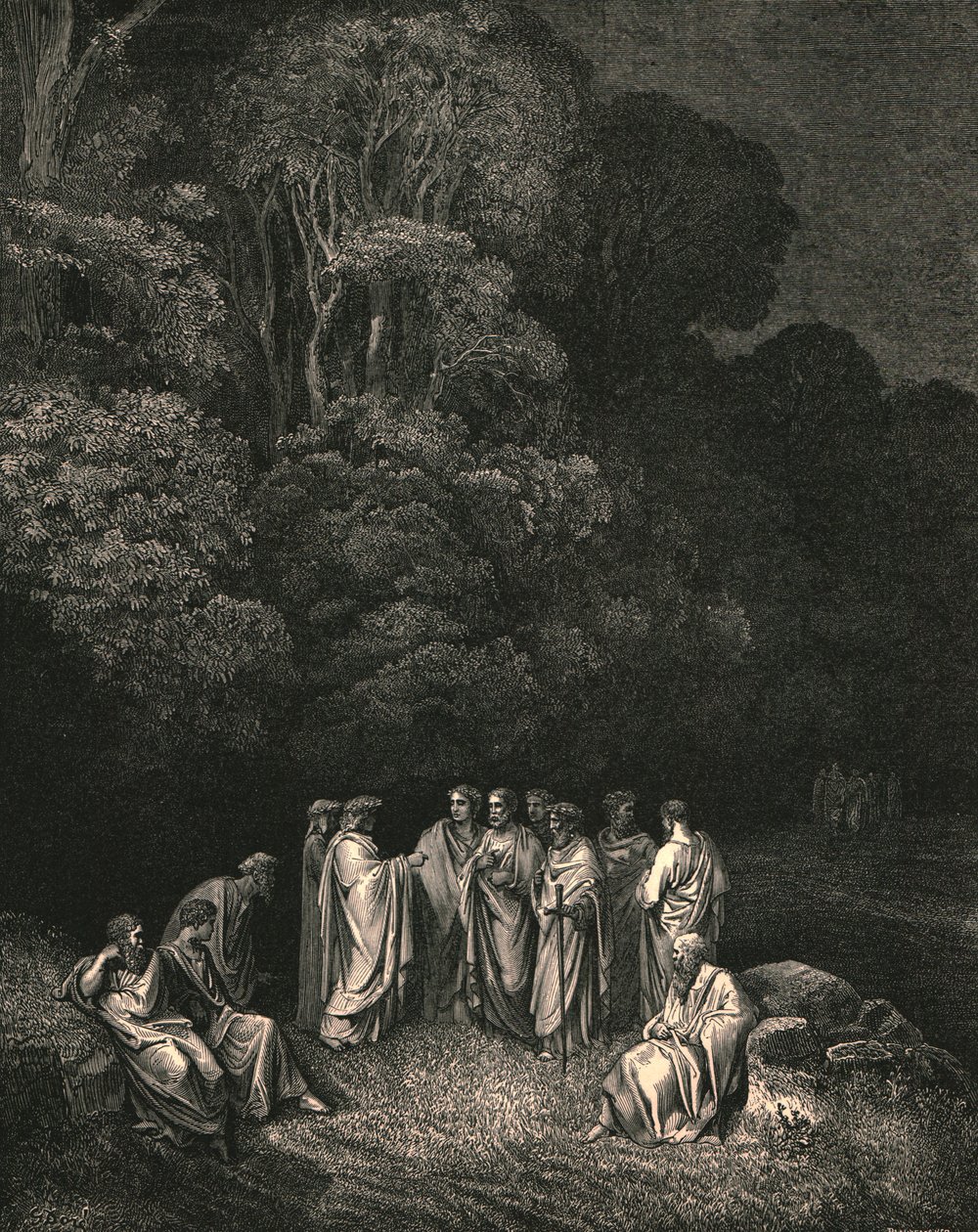 Så jeg så forenet den lyse skole af ham, monarken af sublimeste sang, c1890. af Gustave Dore
