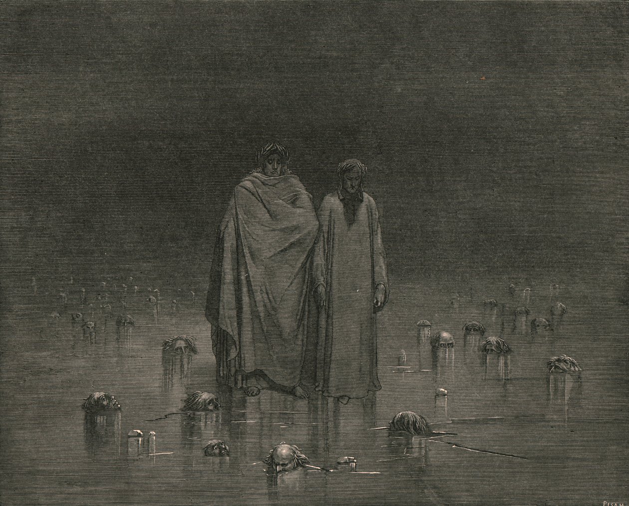 Pas godt på, dine såler træder ikke på dine stakkels brødres hoveder, c1890. af Gustave Dore
