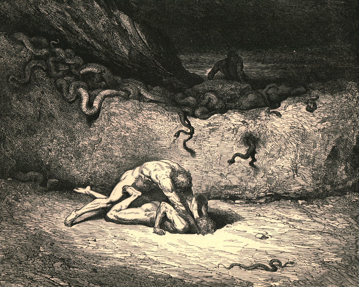 Denne sprit af luft er Schicchi, i en stemning af tilfældige fortræd ventiler han stadig sin trods, c1890. af Gustave Dore