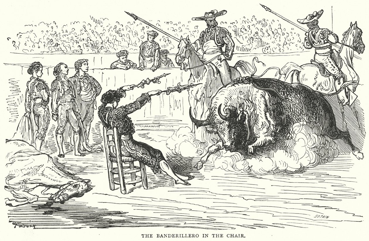 Banderilleroen i stolen (kobberstik) af Gustave Dore