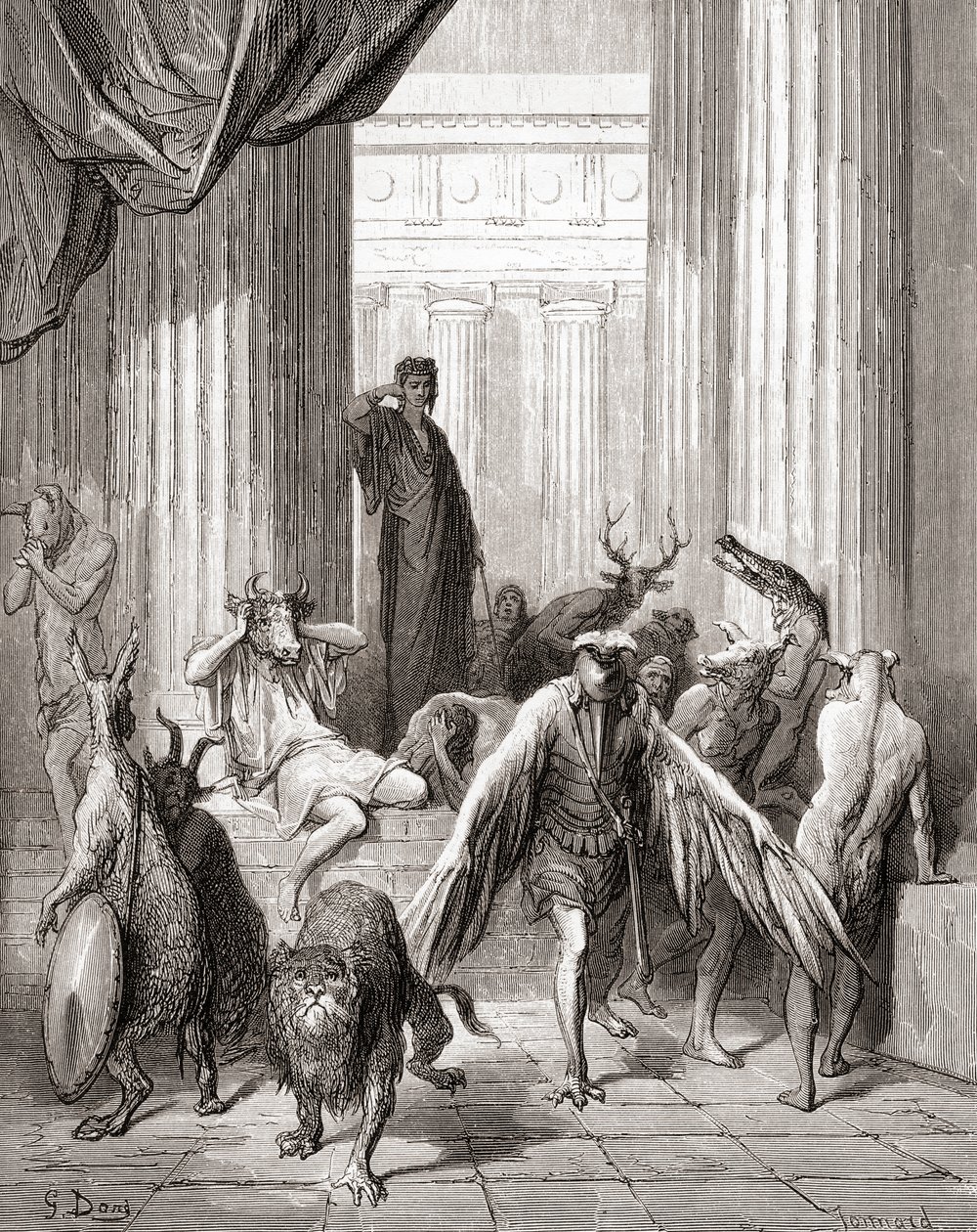 The Companions of Ulysses, fra en slutning af 1800-tallets udgave af Fables de La Fontaine (trægravering) af Gustave Dore