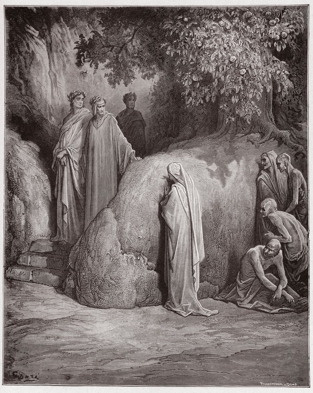 Den guddommelige komedie (La Divina Comedia, La Divine Comedie), Purgatorio, Canto 23: Dante genkender skyggen af ​​Forese blandt frådserne - af Dante Alighieri (1265-1321) - Illustration af Gustave Dore (1832-1883) af Gustave Dore