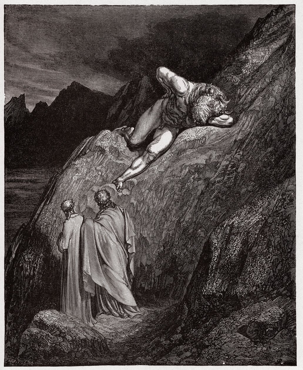 Den guddommelige komedie (La Divina Commedia, La Divine Comedie), Inferno, Canto 12: Minotauren på den knuste klippe - af Dante Alighieri (1265-1321) - Illustration af Gustave Dore (1832-1883) af Gustave Dore