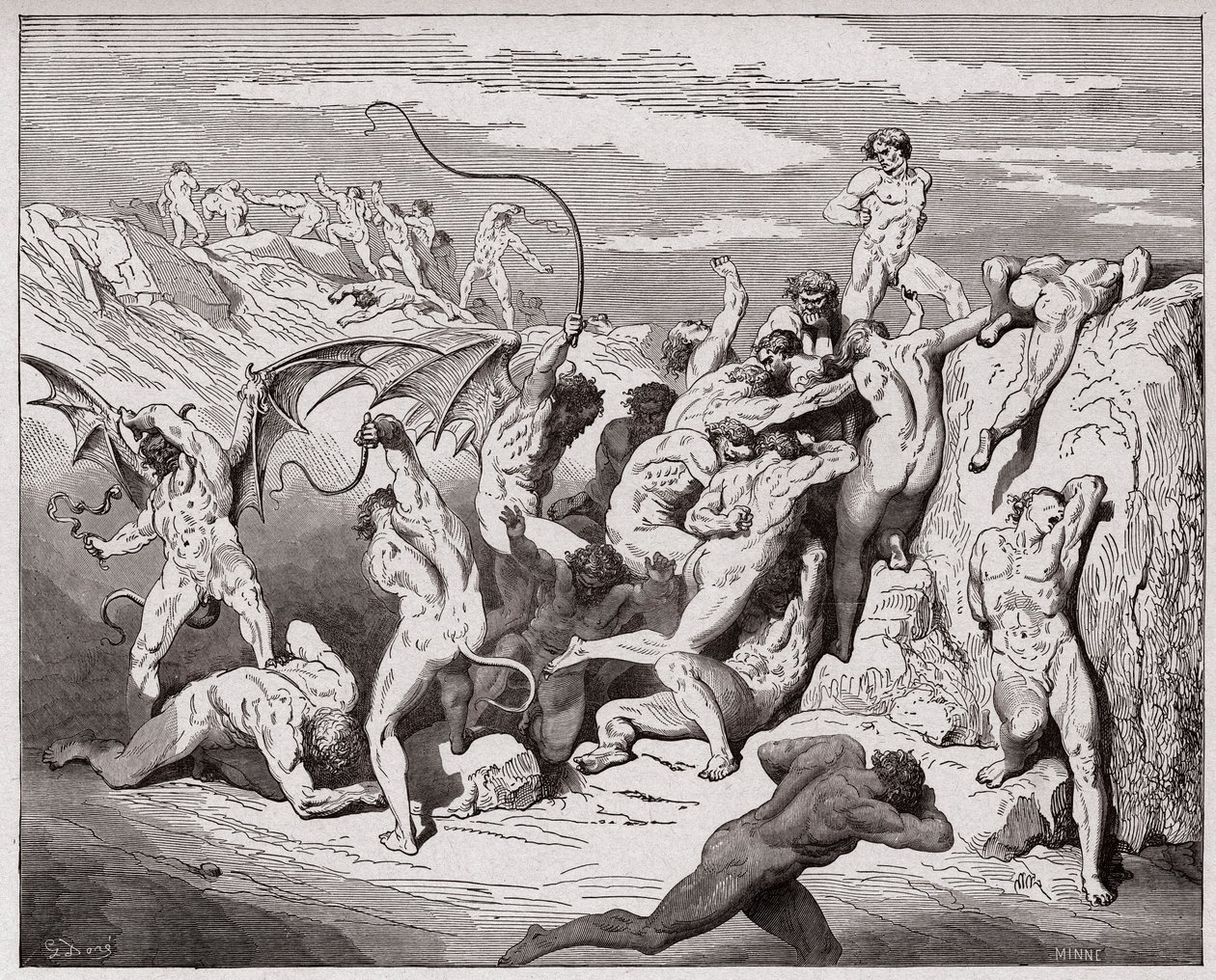 Den guddommelige komedie (La Divina Commedia, La Divine Comedie), Inferno, Canto 18: Djævle og forførere - af Dante Alighieri (1265-1321) - Illustration af Gustave Dore (1832-1883) af Gustave Dore