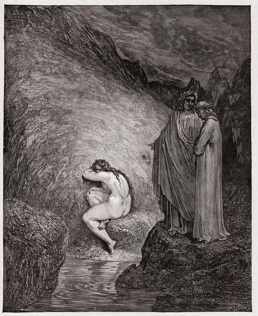 Den guddommelige komedie (La Divina Commedia, La Divine Comedie), Inferno, Canto 30: Myrrha, dømt for incest - af Dante Alighieri (1265-1321) - Illustration af Gustave Dore (1832-1883) af Gustave Dore