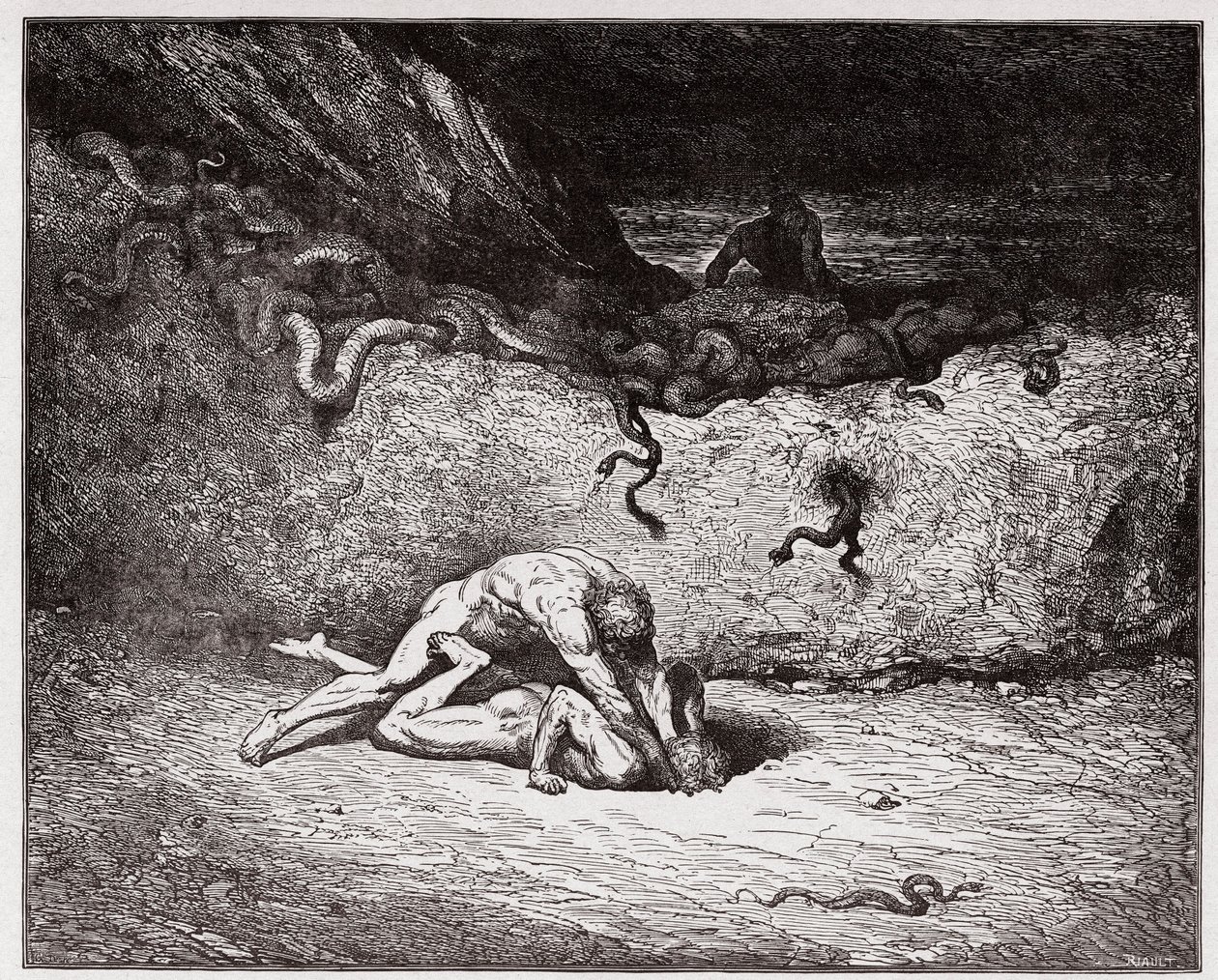 Den guddommelige komedie (La Divina Commedia, La Divine Comedie), Inferno, Canto 30: Forfalskernes pine i den niende bolgia (Gianni Schicchi) - af Dante Alighieri (1265-1321) - Illustration af Gustave Dore (1832-1883) af Gustave Dore